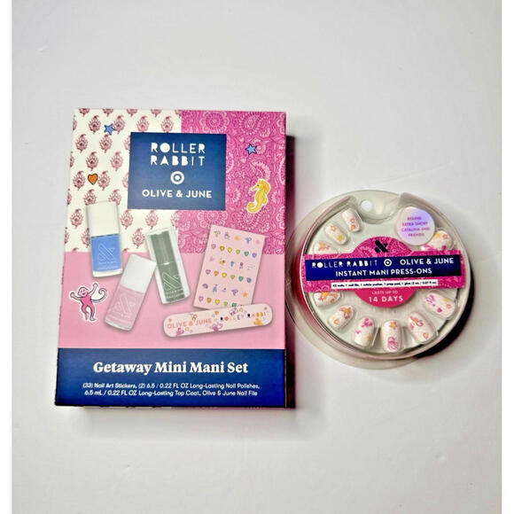 Roller Rabbit x Target Olive & June Nail Bundle Polish Set + Press On Nails Rare